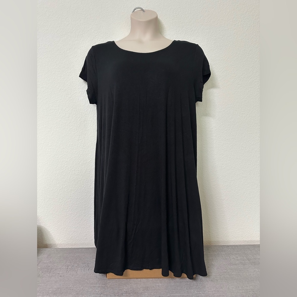 Women’s Plus Black Short Sleeve T-Shirt Dress 3X